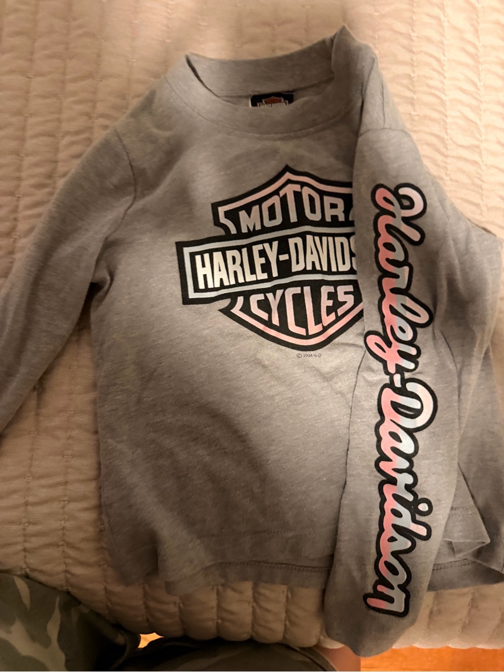 Harley-Davidson Kids Light Gray Sweatshirt with Pink Logo